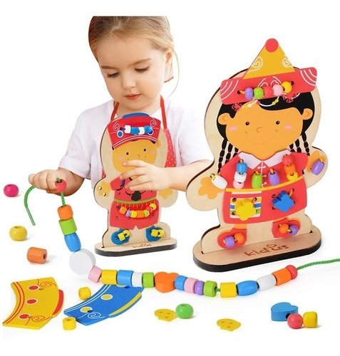 Juguete Montessori Vestir Enhebrar Original Niño Niña Roles