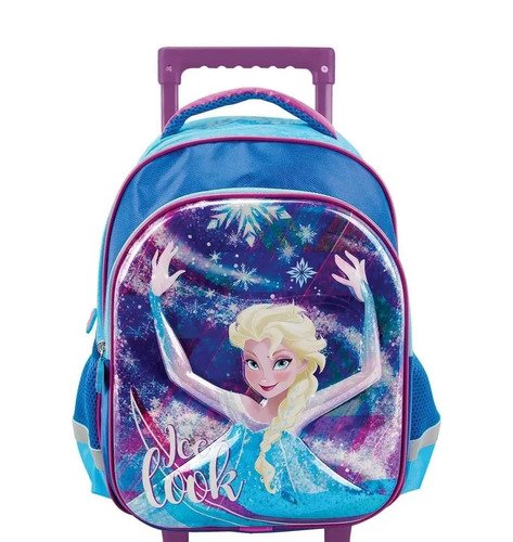 Kit Morral Maleta Ruedas Y Lonchera Mediano Frozen Original Rosa