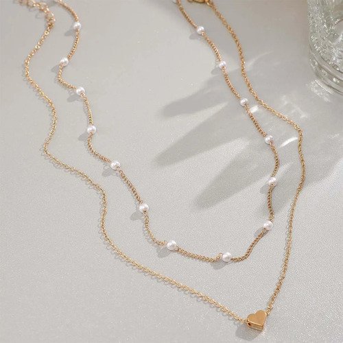 D_660863-MCO90459640573_082025-O.jpg Collar Y Pulsera Para Mujer Elegantes De Perlas Imitación Dorado