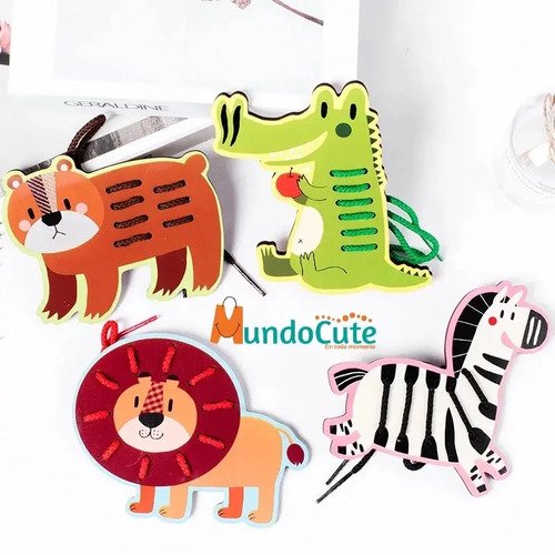 Animales Para Enhebrar Didácticos Montessori Juguetes Verde Oscuro