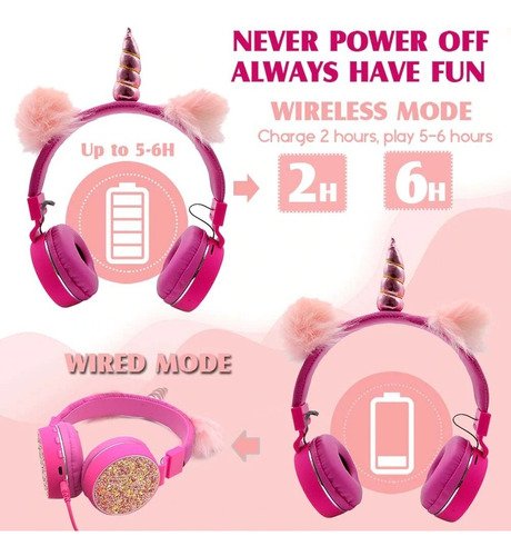 Audífonos Niña Mujer Inalámbricos Bluetooth Unicornio Fm Sd