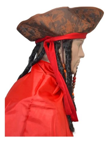Sombrero Pirata Jack Sparrow Adulto  Accesorio Cosplay Fiesta Halloween Cafe Unica