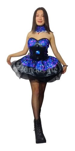 D_666044-MCO51653493067_092022-O.jpg Disfraz Payaso Mujer Vestido Negro Azul Falda Disfraces