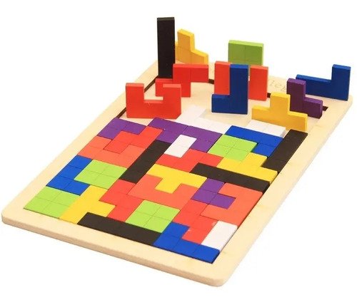 Tangram Tetris Juguete Didáctico Madera Montessori Mundocute