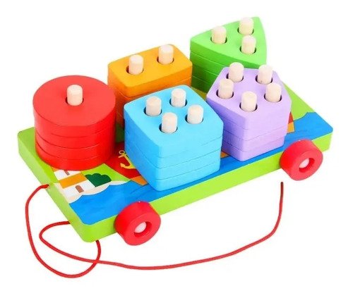 3 Tableros Didácticos Montessori + 1 Carrito Madera Juguetes Multicolor