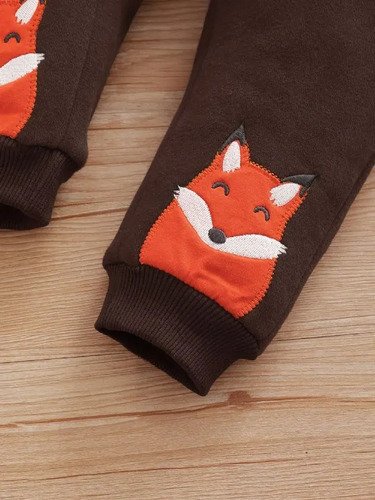 D_671652-MCO89175845611_082025-O.jpg Sudadera Con Orejitas De Zorro + Pantalón Bordado Naranja Talla 2 A 3 Años