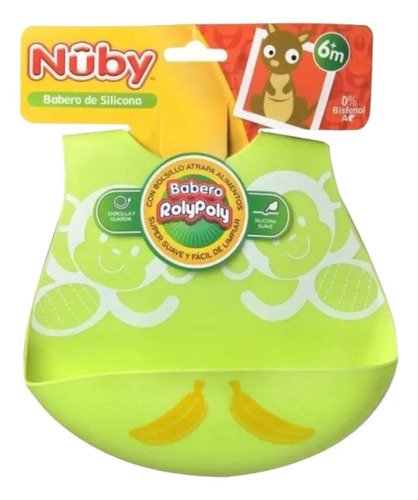Babero Silicona Para Bebé Fácil Limpieza Baberos Oferta Animales Verde Limón Bebés