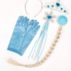Kit Frozen Disfraz Elsa 4 Accesorios Trenza, Varita, Corona, Guantes Agua Única