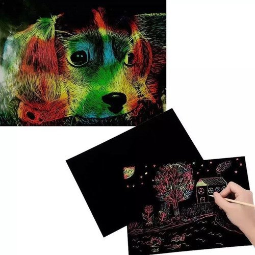 D_675329-MCO40222871883_122019-O.jpg Libreta Artística Cuaderno Rainbow Negro Colores Manualidade