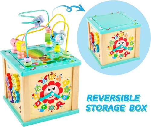 Cubo Madera Multifuncional Montessori Juguetes Didácticos  Multicolor