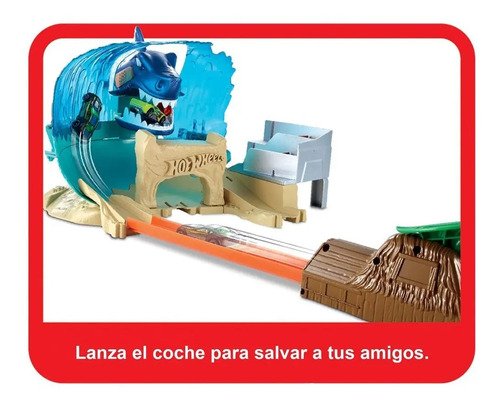 Pista Ataque Tiburón Hotwheels Batalla Playa Tiburones