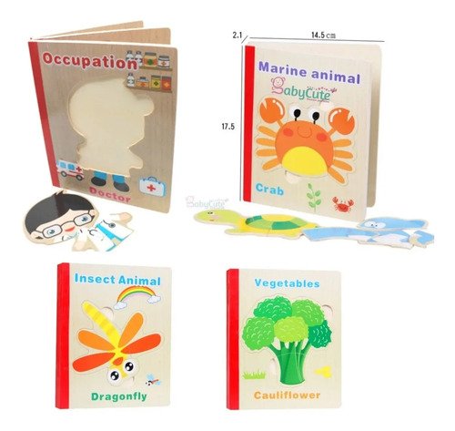 D_676590-MCO44605551515_012021-O.jpg 3 Tablas Armables + 1 Libro Didáctico Rompecabezas Madera Multicolor