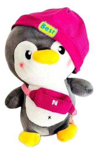 Peluche Pingüino Hiphop 22cm - Divertido Y Estilizado Negro
