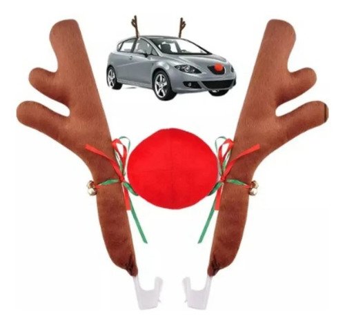 Decoración De Reno Y Nariz Para Carro Navidad Navideño! Rojo