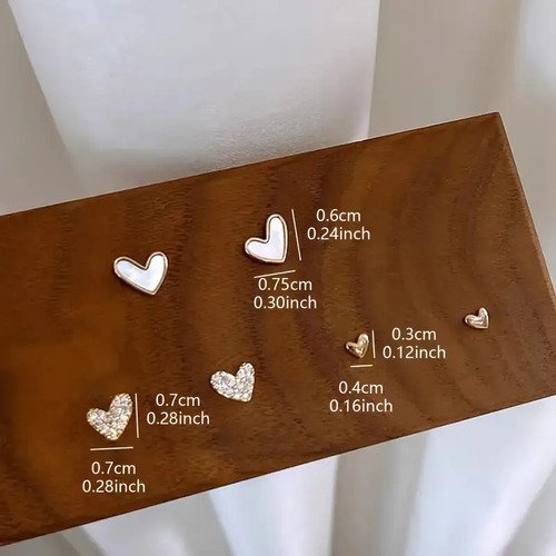 D_677288-MCO84402568517_052025-O.jpg Topitos Aretes Corazon Joyas Accesorios Mujer Love X3 Pares Blanco