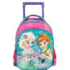 Kit Morral Maleta Ruedas Y Lonchera Mediano Frozen Original Rosa