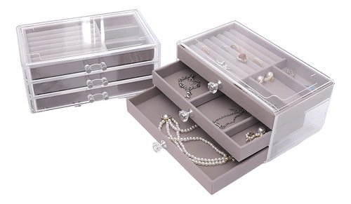 D_678684-MCO83342078433_032025-O.jpg Joyero De 3 Niveles Tapa Transparente Organizador Accesorios Blanco