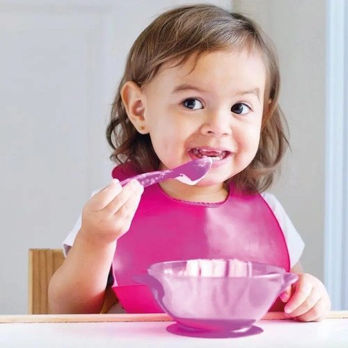 D_681156-MCO51492679340_092022-O.jpg Porta Comida Bebé Rosa Plato Tapa Cuchara Nuby Bol Rosa