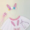 D_682109-MCO89571867177_082025-O.jpg Set Conejita Brillante Con Falda Blanca Y Orejitas Rosadas Blanco 4 A 8 Años