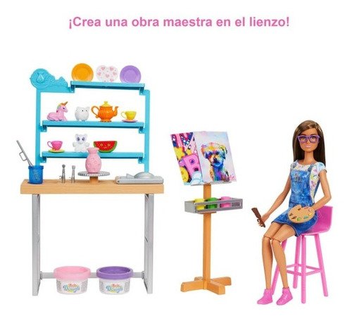 Muñeca Barbie Artista Set Estudio Relax & Create Estudio Art