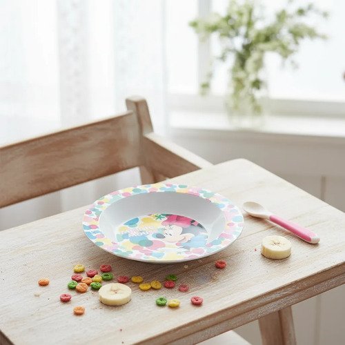 D_686495-MCO114983828106_082026-O.jpg Plato Para Niña Bowl Minnie Mouse Vajilla Bebés Blanco Minni Mouse