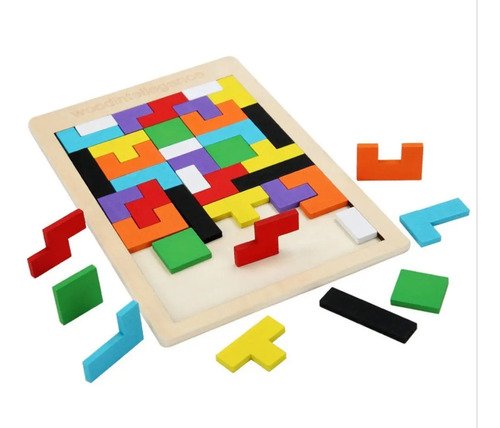 Tangram Tetris Juguete Didáctico Madera Montessori Mundocute