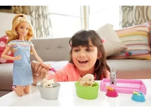 Muñeca Barbie Baño De Mascotas Cuidado Animales Original