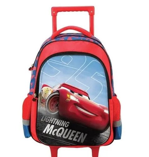 Morral Maleta Ruedas + Lonchera Cars Temporada Escolar  Rojo