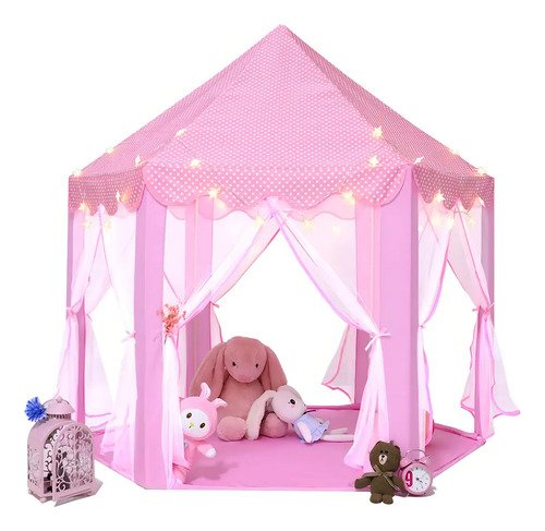 Carpa Castillo Velo Rosado Niña Juguete Princesa Casita Rosa