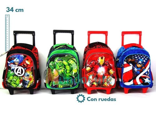 D_689700-MCO29148476869_012019-O.jpg Morral Ruedas Y Lonchera Avengers Spiderman Vengadores Niño Azul