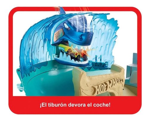 Pista Ataque Tiburón Hotwheels Batalla Playa Tiburones