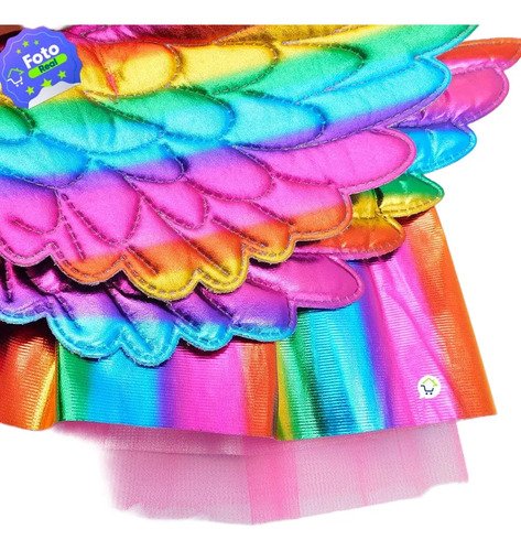 D_690378-MCO79697034406_102024-O.jpg Set Unicornio Niña Diadema Y Alas Disfraz Infantil Fiesta Cosplay Arcoíris Unica