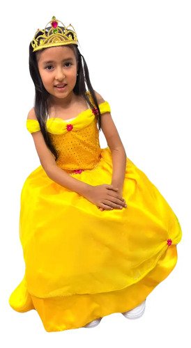 D_694033-MCO79715273504_102024-O.jpg Disfraz De Bella Niña Princesa - Vestido Amarillo Elegante