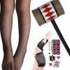 Kit Harley Quinn Martillo + Guantes + Medias + Tatuajes Plateado Única