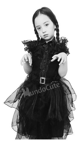 Disfraz Vestido Merlina Fiesta Negro Locos Adams Disfraces Premium