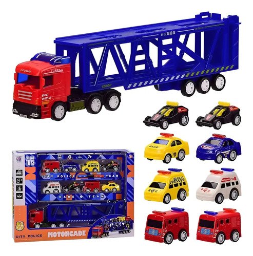 D_702835-MCO80940740029_112024-O.jpg Juguete Mula Niñera Impulso Con 8 Carritos Para Niños Azul