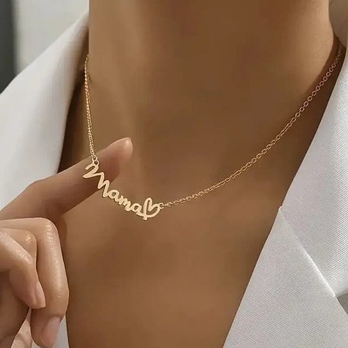 D_703887-MCO83948098381_042025-O.jpg Collar Mamá Elegante Colgante Corazón Mamá Regalo Madre Dorado