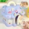 Alcancía Para Niños Casa Con Stickers - Diseño Divertido Casitas Beige