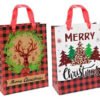 Docena De Bolsas De Regalo Navideñas Blancas Con Relieve X12 Verde