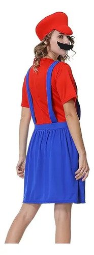 Disfraz Mario Bros Mujer Disfraz Luigi Dama Disfraces Adultos Halloween Rojo - Mario