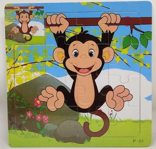 Set 3 Rompecabezas Didáctico En Madera Animales