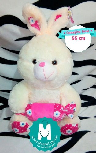 Conejito Love En Peluche De 55 Cm,regalo Feliz Navidad