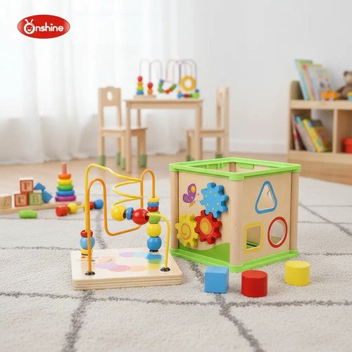 D_707528-MCO91840098970_092025-O.jpg Cubo Multifuncional Madera Montessori Didacticos Juguetes Multicolor