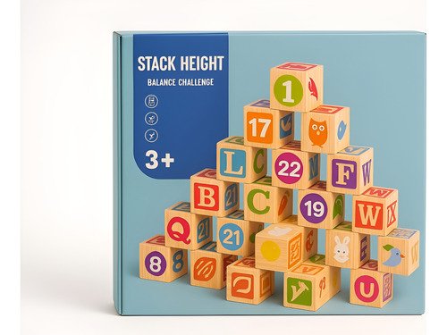 Bloques De Madera Abecedario Didácticos Letras Y Numeros