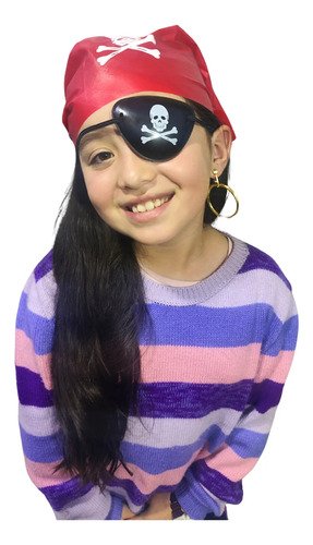 Set De Piratas Infantil X3 Piezas Con Accesorios Rojo