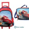 Morral Maleta Ruedas + Lonchera Cars Temporada Escolar  Rojo