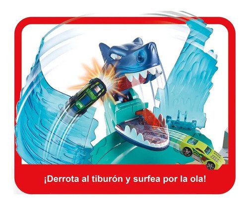 Pista Ataque Tiburón Hotwheels Batalla Playa Tiburones