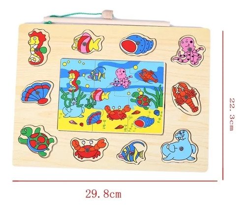 Juego Pesca Madera Juguetes Niños Montessori Didáctico  Peces