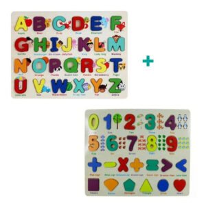 Kit 2 Tablas 3d Encajar Abecedario Y Números Madera Juguete  Varios