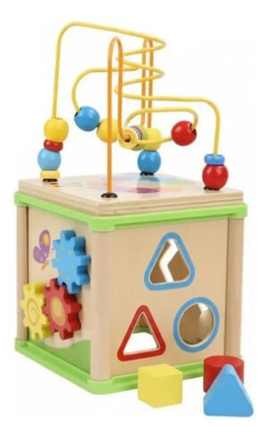 Cubo Multifuncional Madera Montessori Didacticos Juguetes  Multicolor